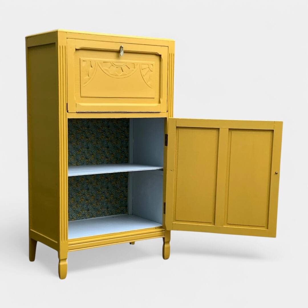Parisian art deco buffet in yellow ochre