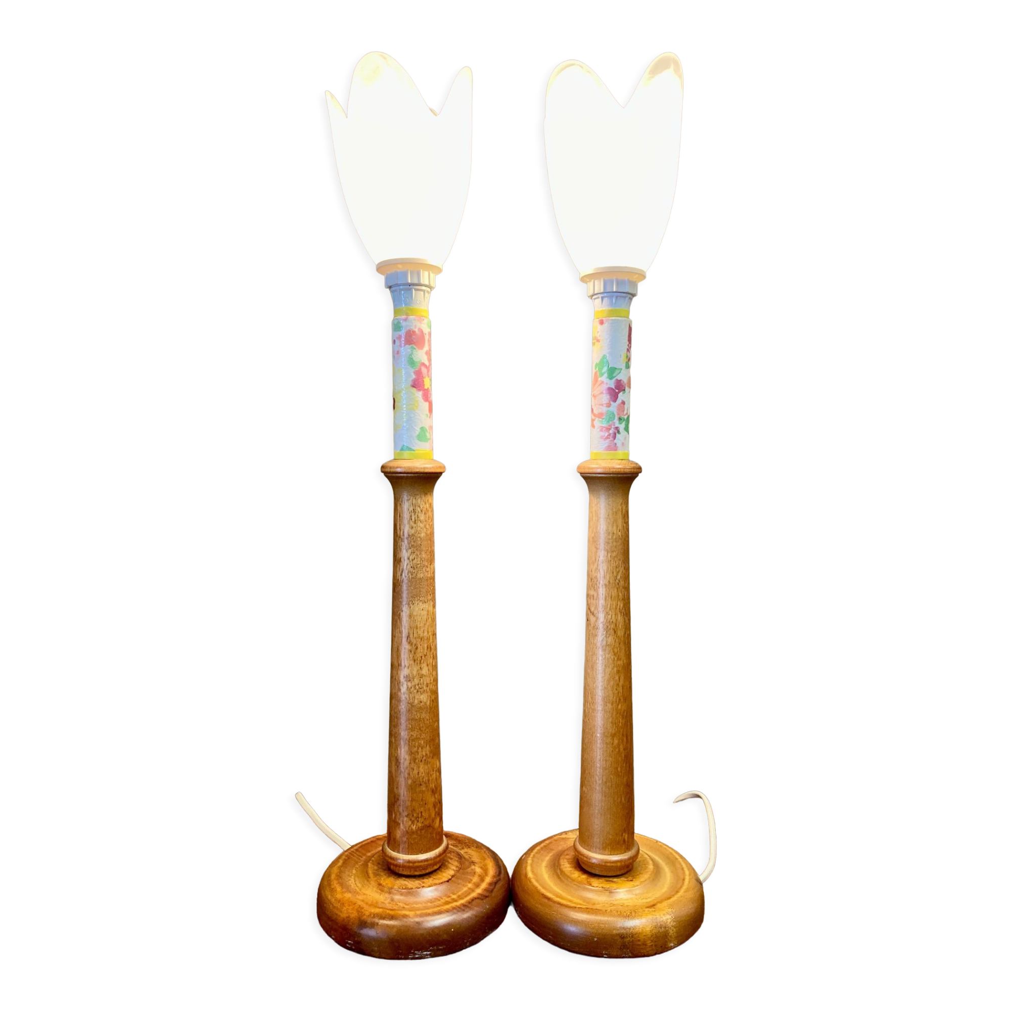 Pair of lamps glass paste Scandinavian design 1950.