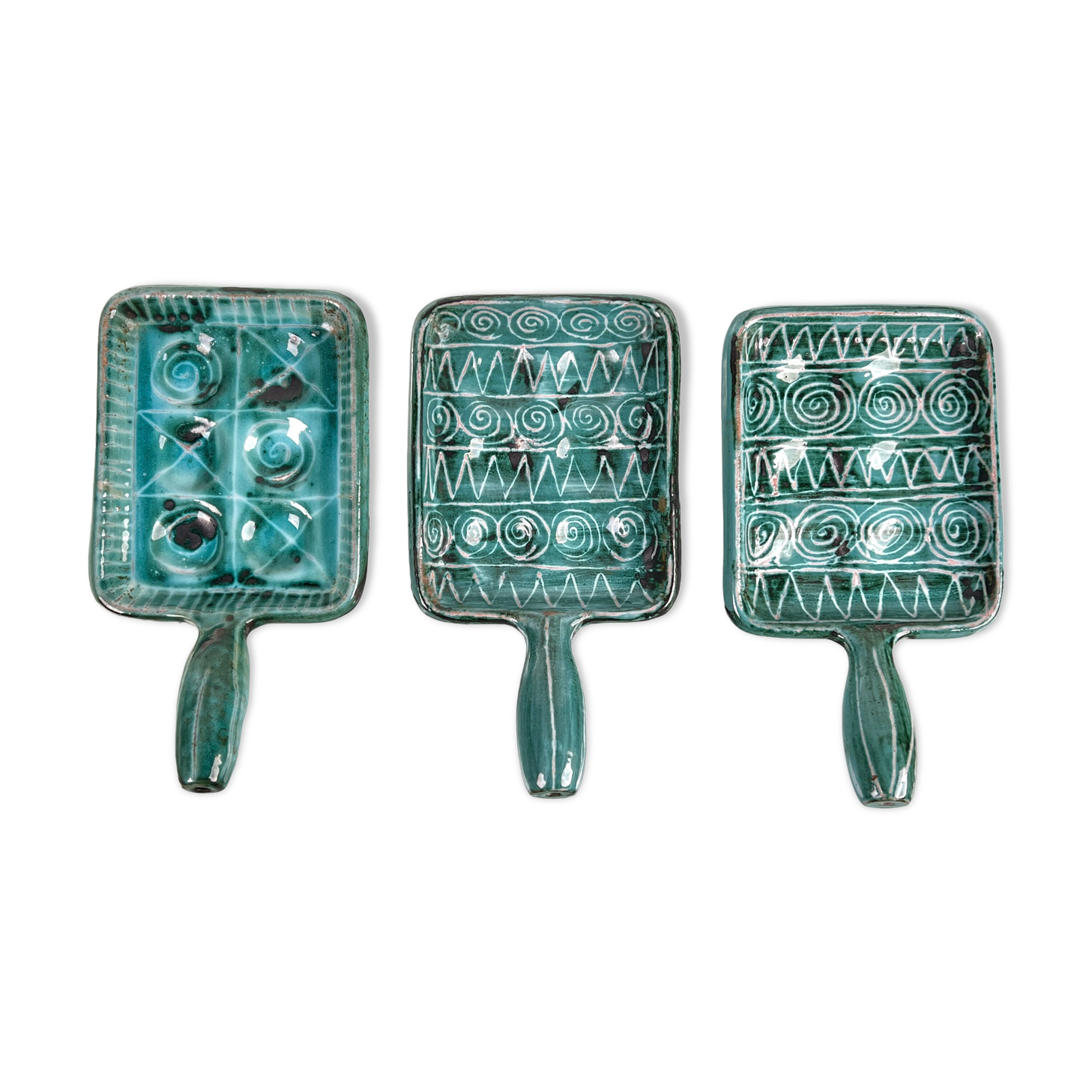 Set of 3 Robert Picault ceramic snail pans