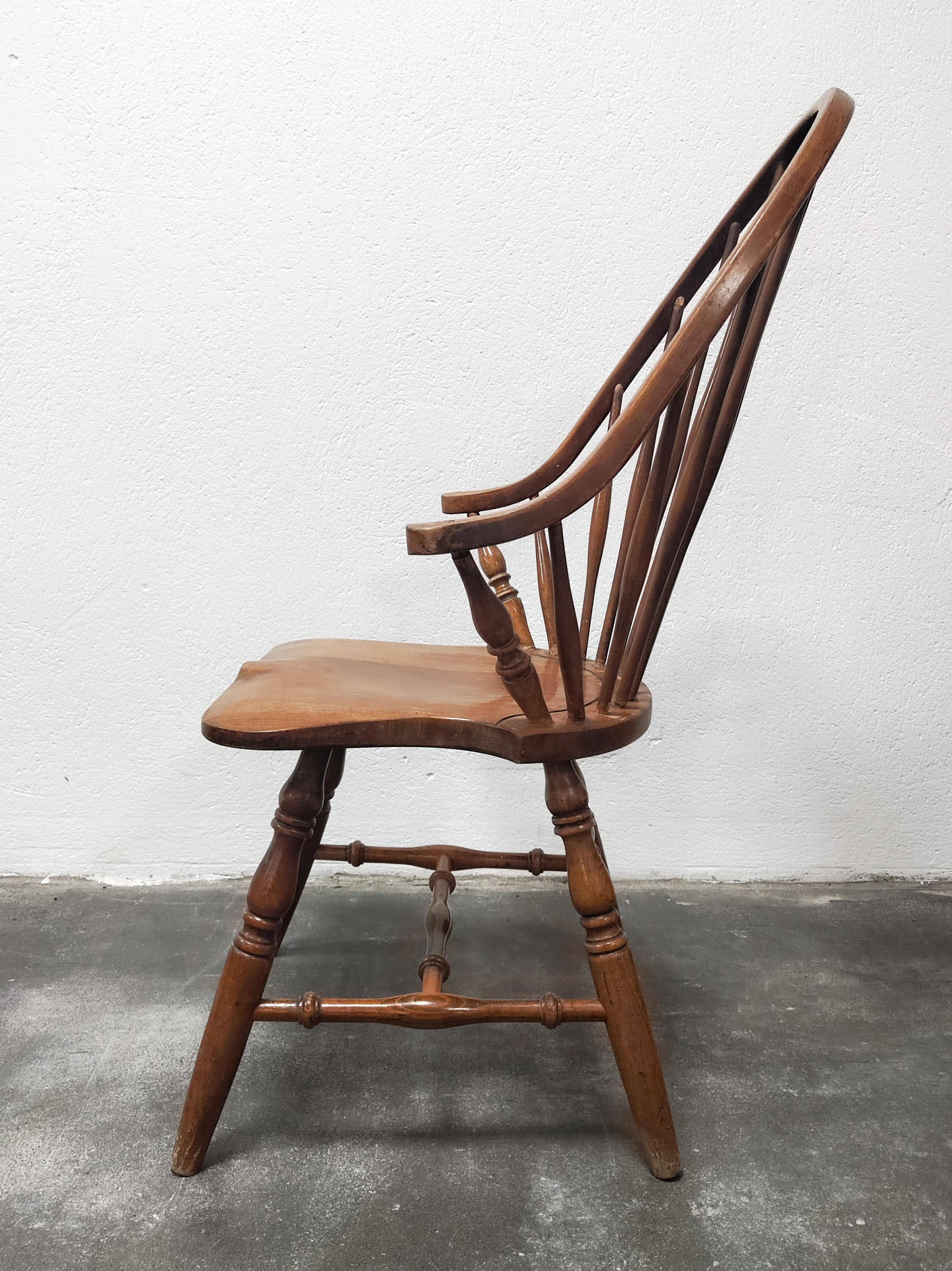 Windsor chair with high spindled back, beech, 1950s.