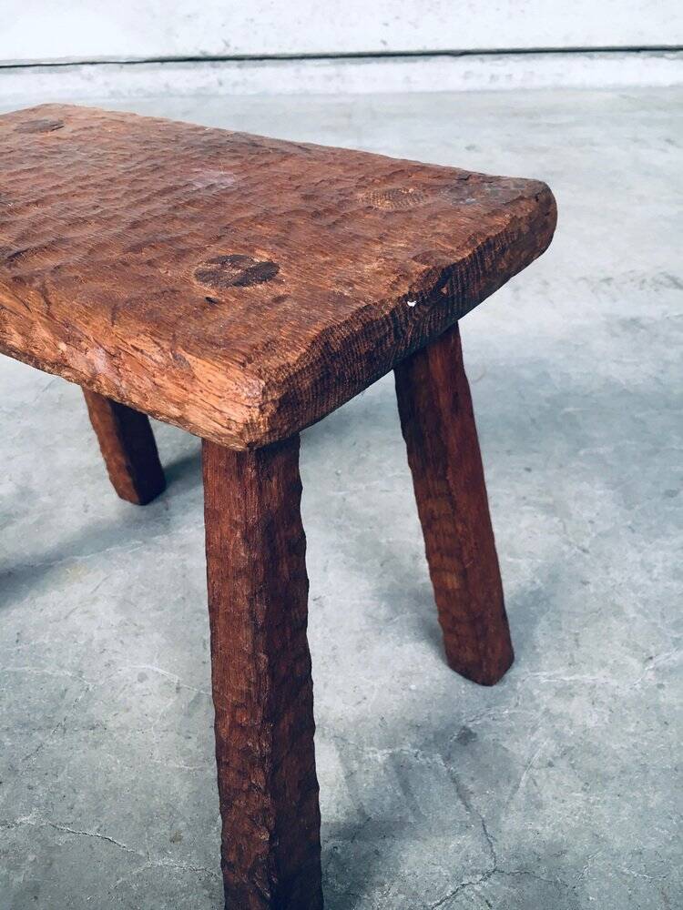 Carved Oak Side Table, 1940s