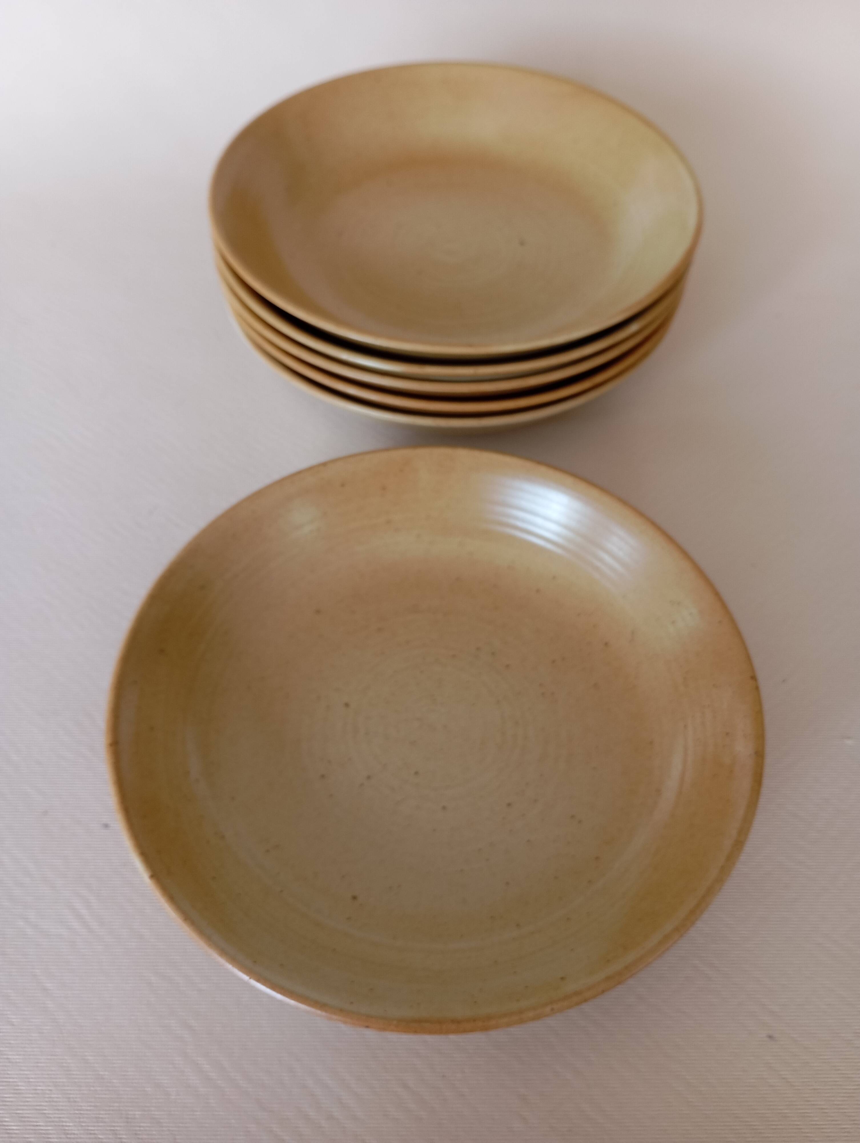 6 CNP Village stoneware skullcap plates