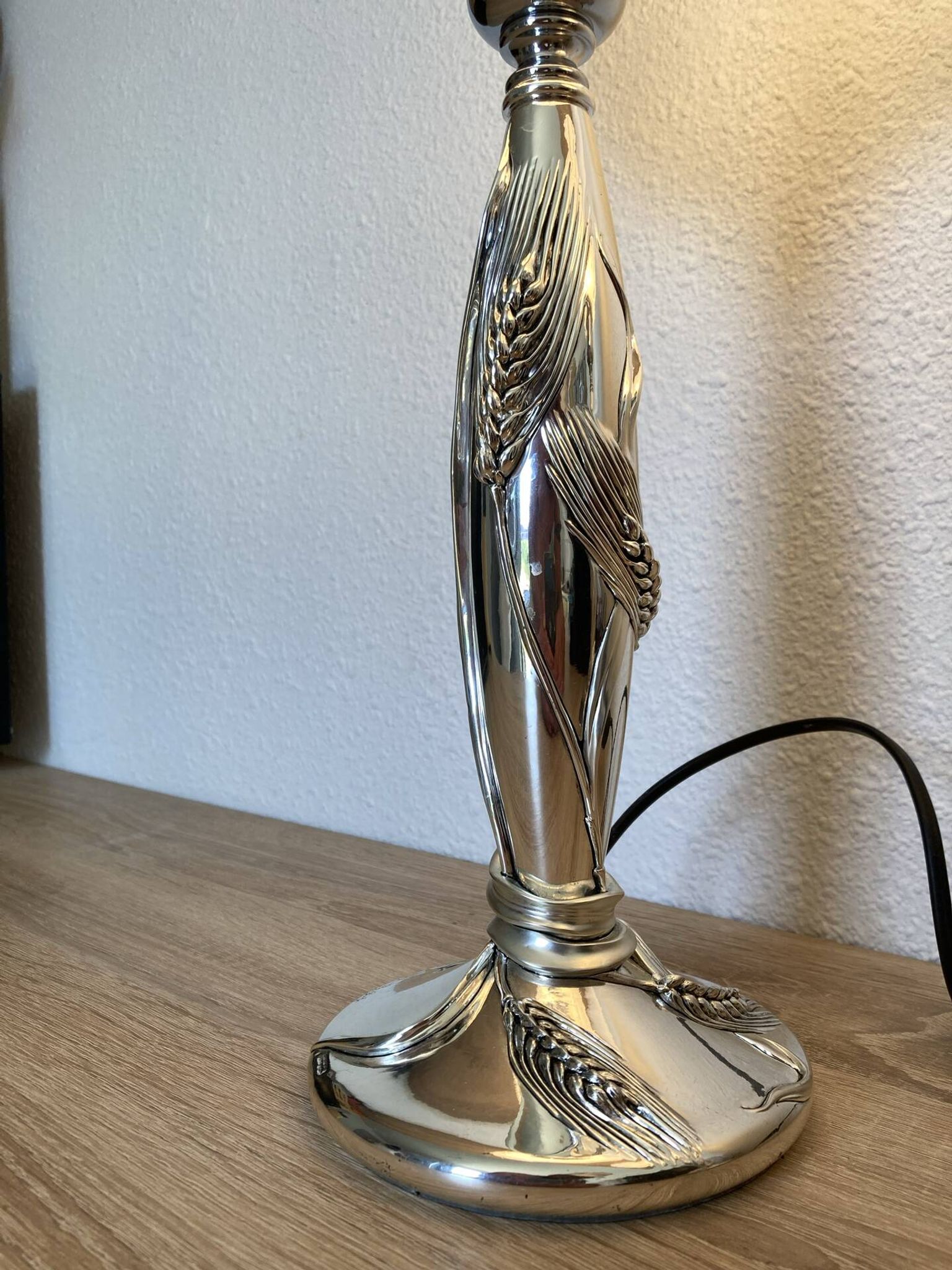 Paire de lampe argentée de Marcello gorgio abat jour murano