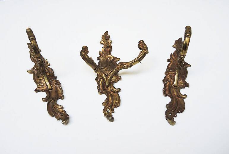 3 Old Louis XV Style Sconces in Brass