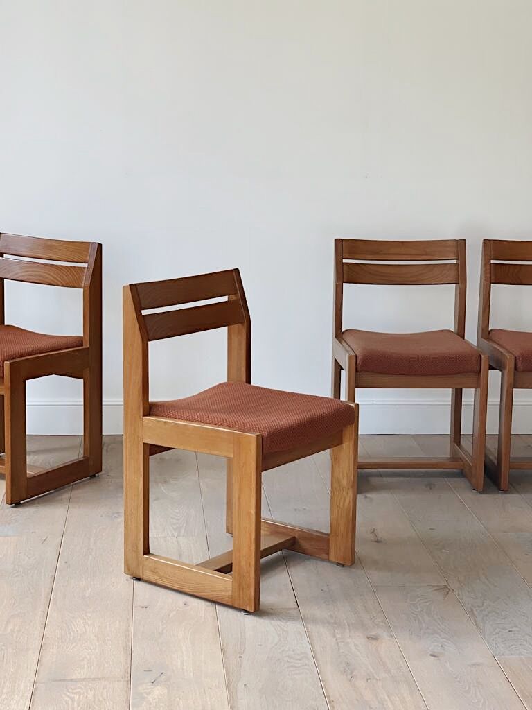 Lot de 4 chaises vintage en orme