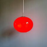 Large Space Age pendant light in red opaline, 1960s-70s
