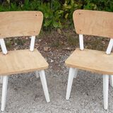 Pairs of children's chairs feet compass vintage wood