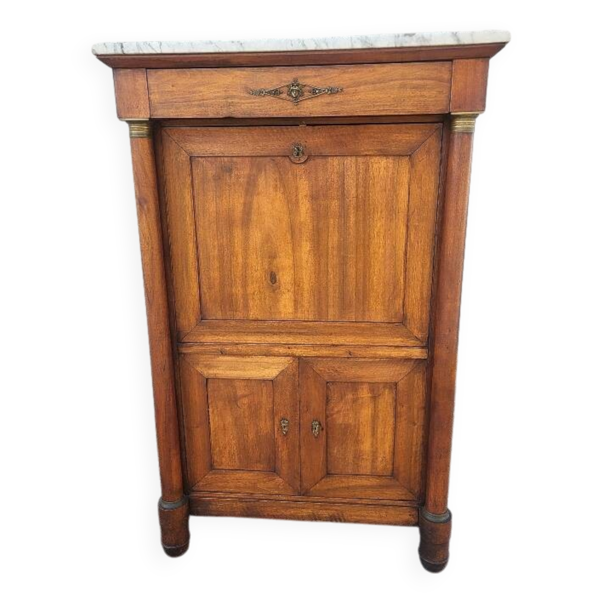 Empire secretary with detached columns in walnut from the 19th century