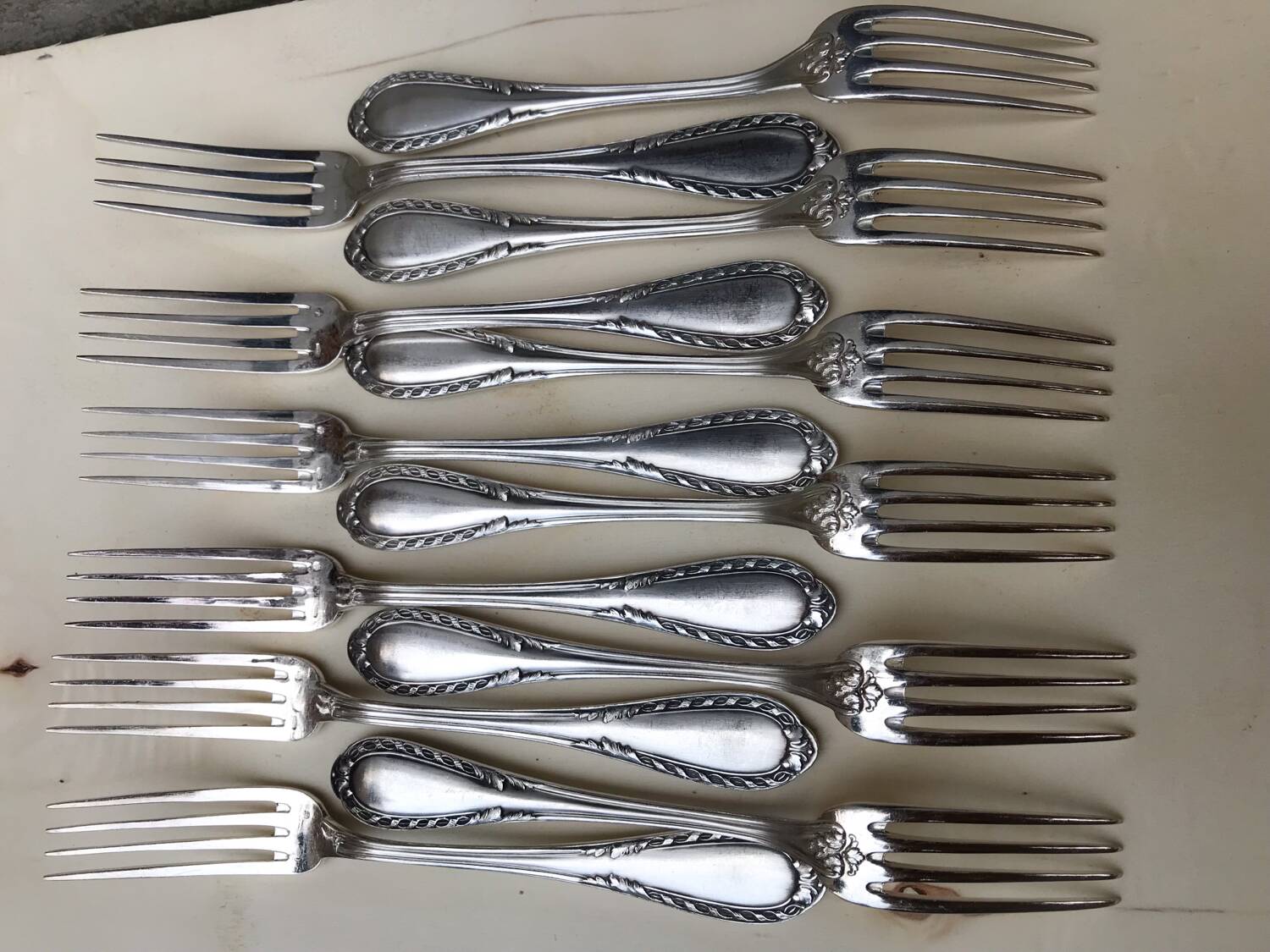 12 cheese or dessert forks - silver plated - Ravinet d'Enfert