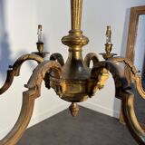 Important six-light chandelier in chiselled gilded bronze, Empire, 19th century