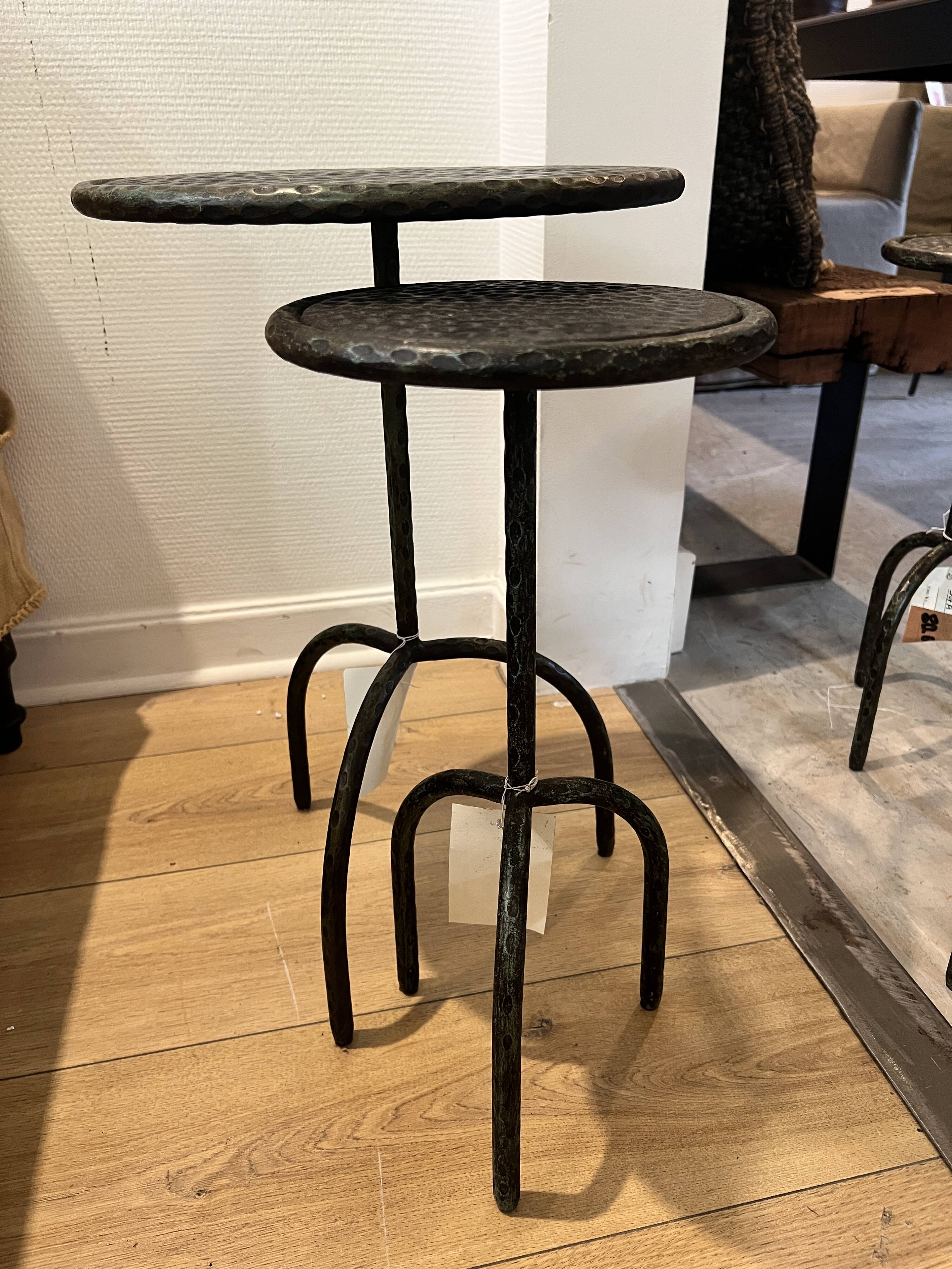Set of hammered metal tables