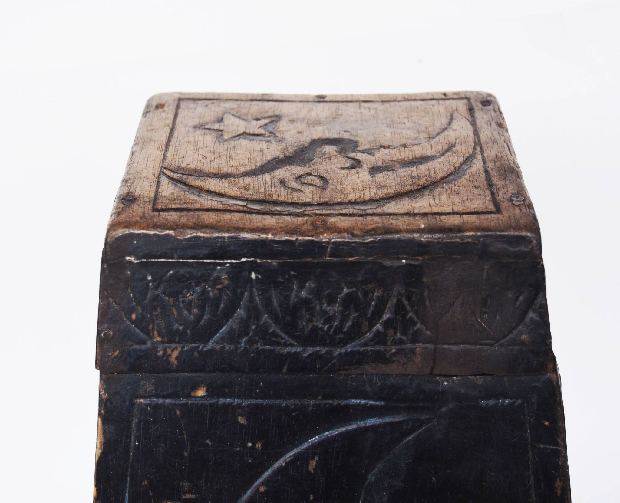 Antique Mystical Moon Stool / Step Stool / Secret Storage Box, circa 1900