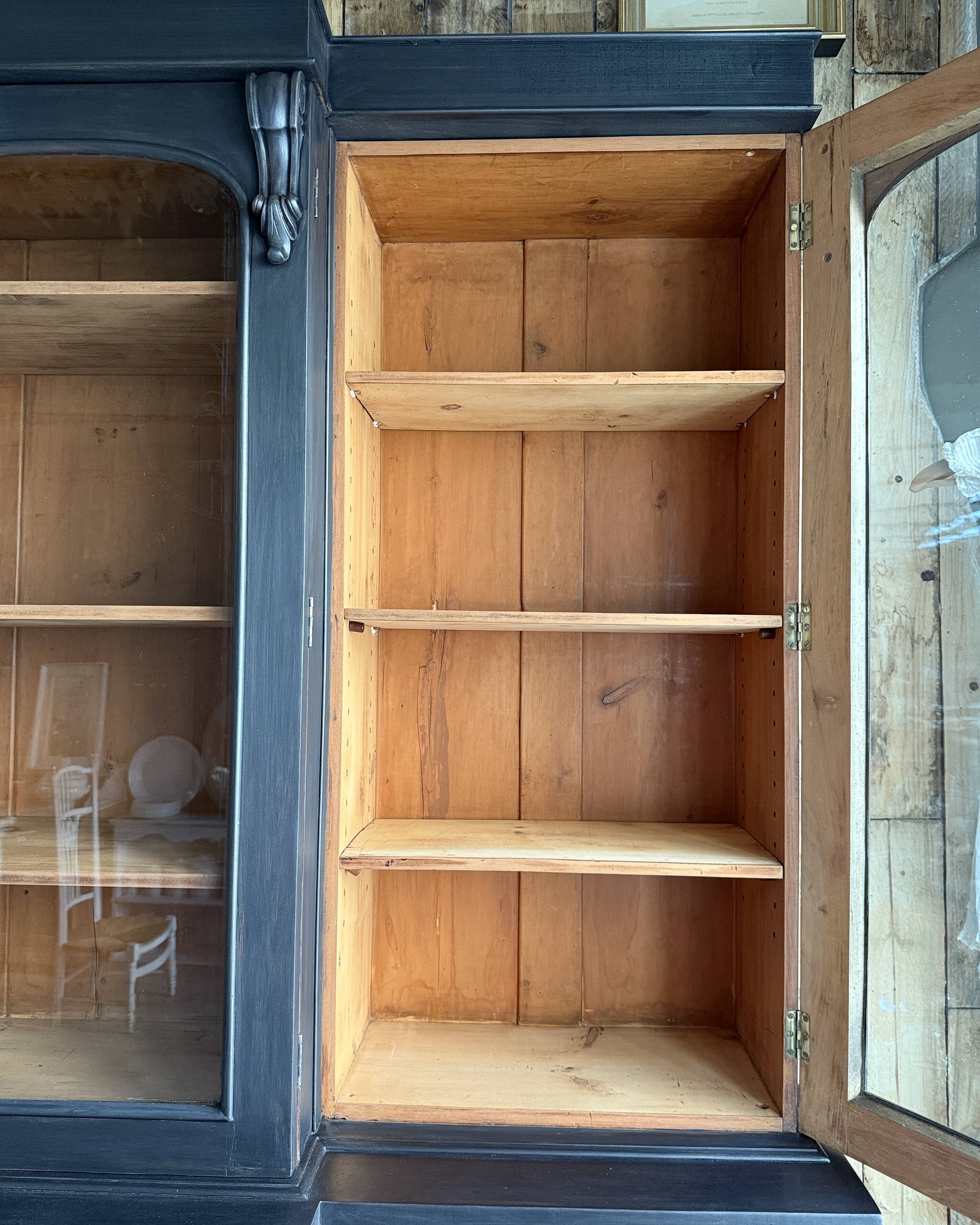 Large black patinated glass bookcase (renovated)