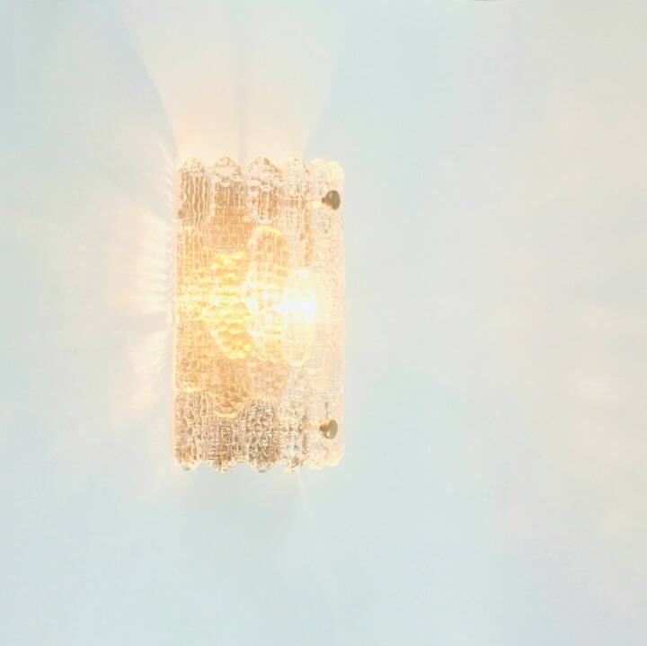 Scandinavian Glass & Brass Wall Light by Carl Fagerlund for Orrefors, 1960s
