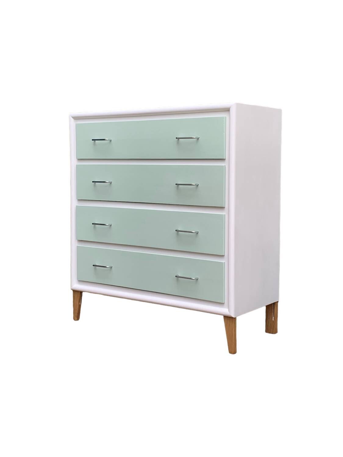 Vintage 1950s compass foot chest of drawers