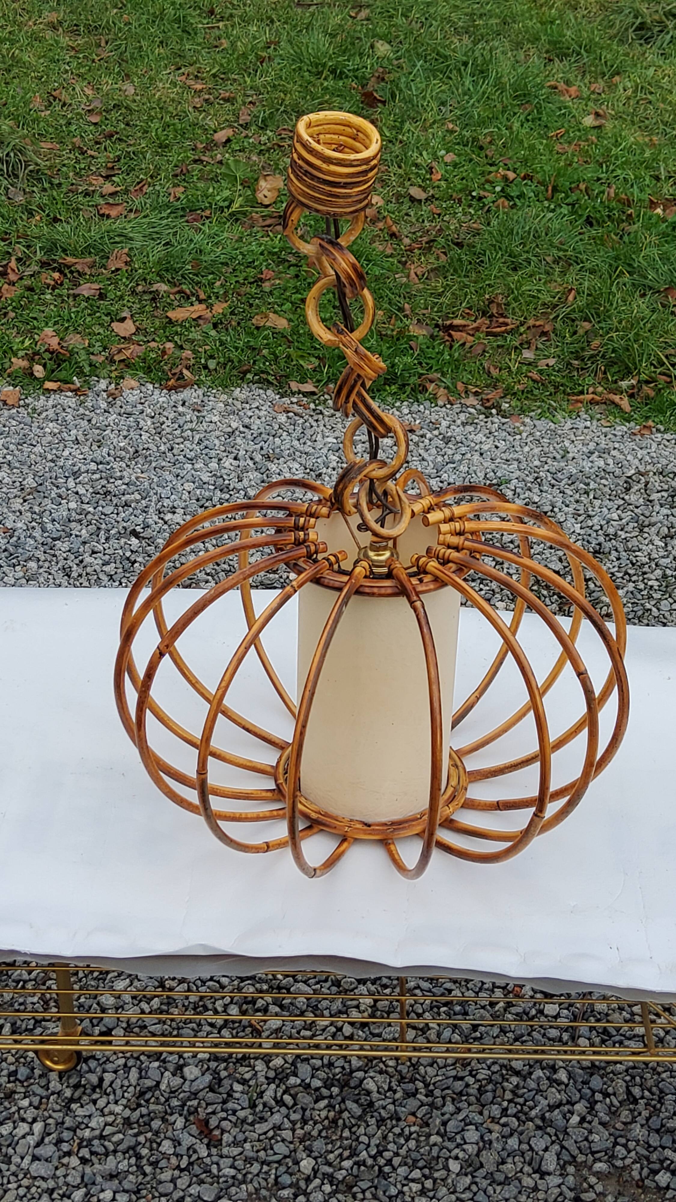 70s rattan pendant light