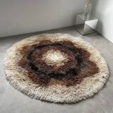 Round vintage wool rug