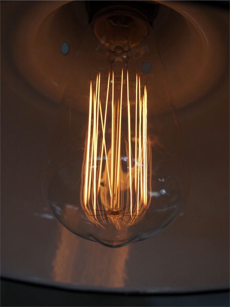 Day blinds emailed industrial lamp sky blue