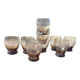 Set of 9 digestive glasses, smoked glass cut in art deco style