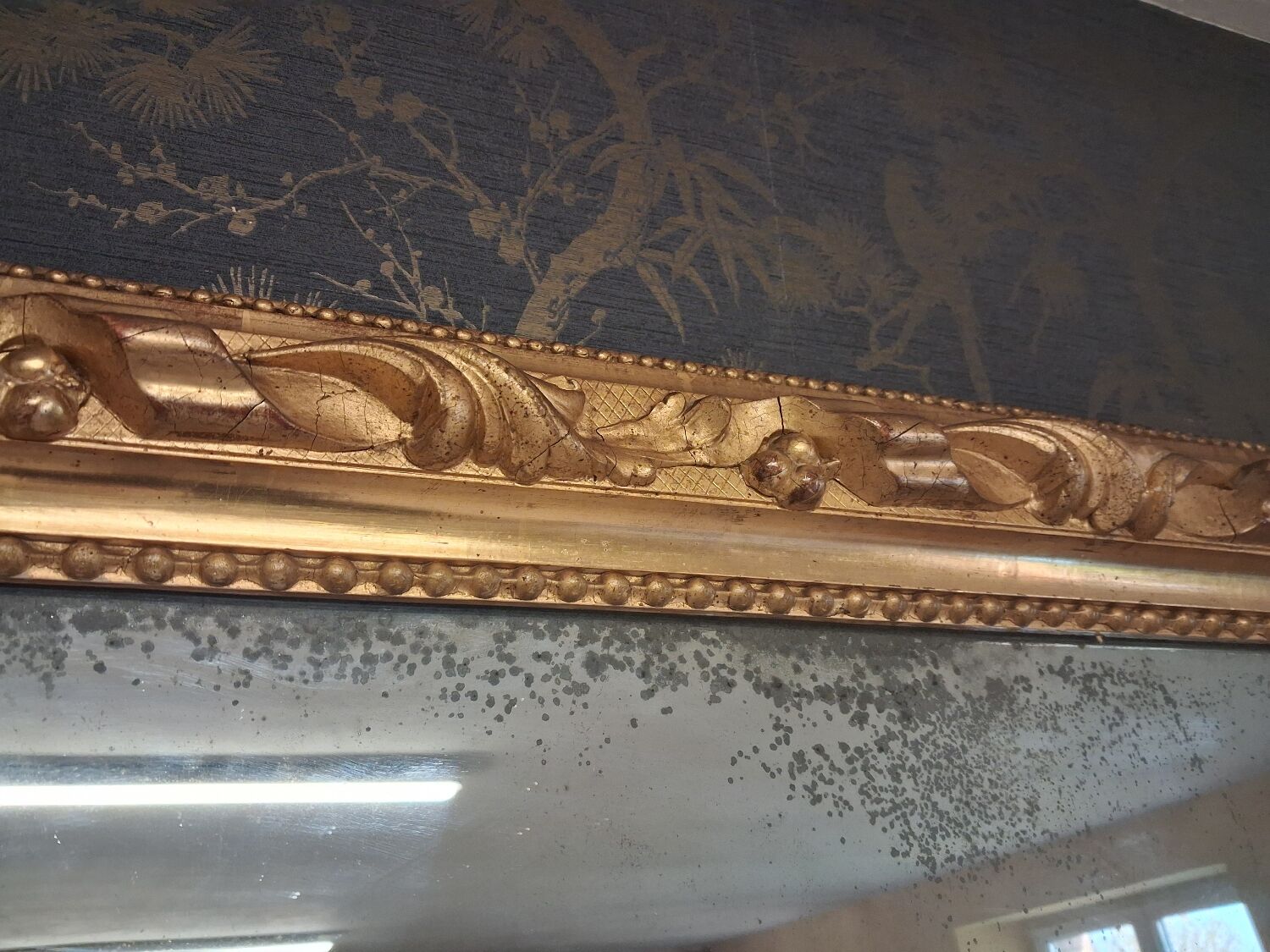 19th-century mirror, 2m x 1.2m.