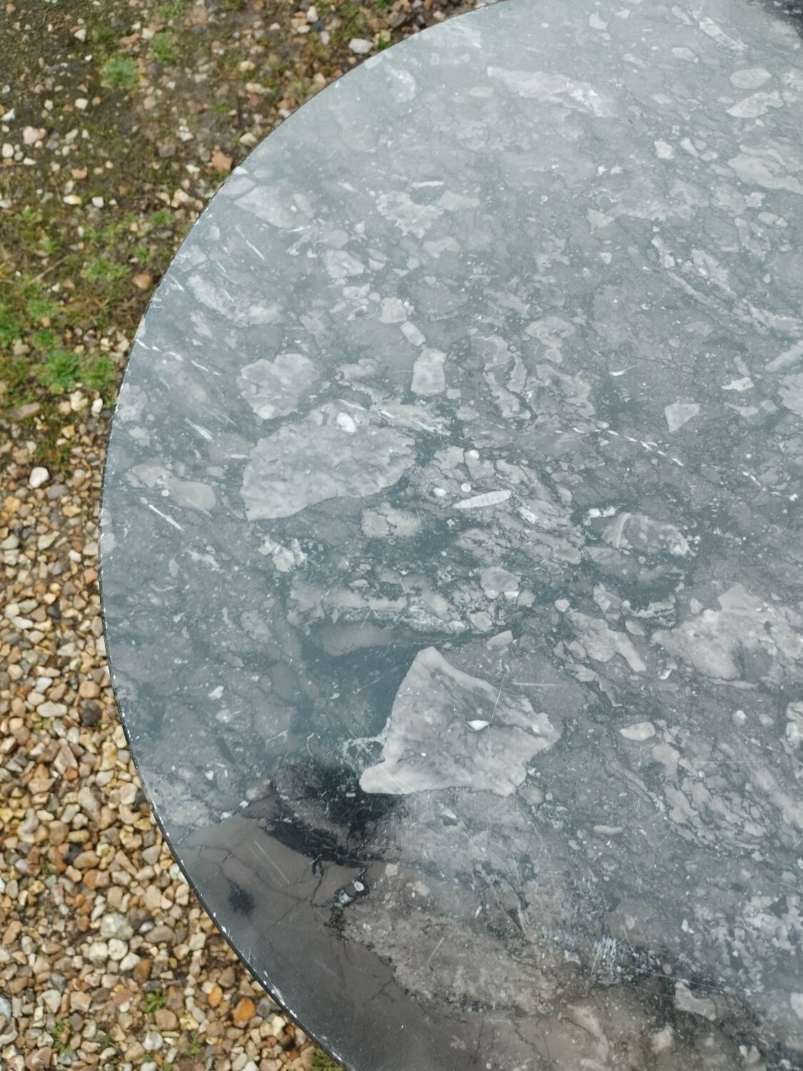 Empire style pedestal table with marble top