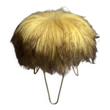 Yellow Angora sheep skin stool 1960s