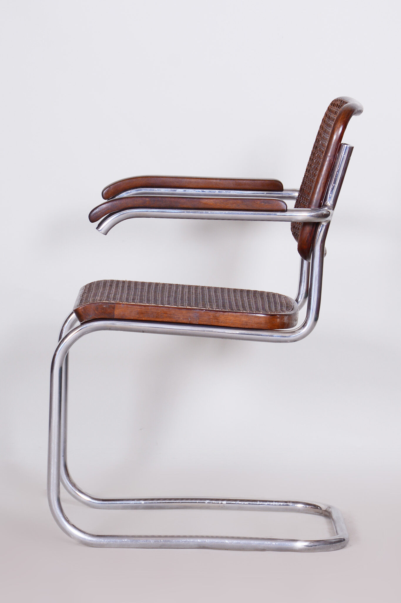 Restored Bauhaus Armchair, Marcel Breuer, Thonet, Beech, Chrome, Germany, 1930s