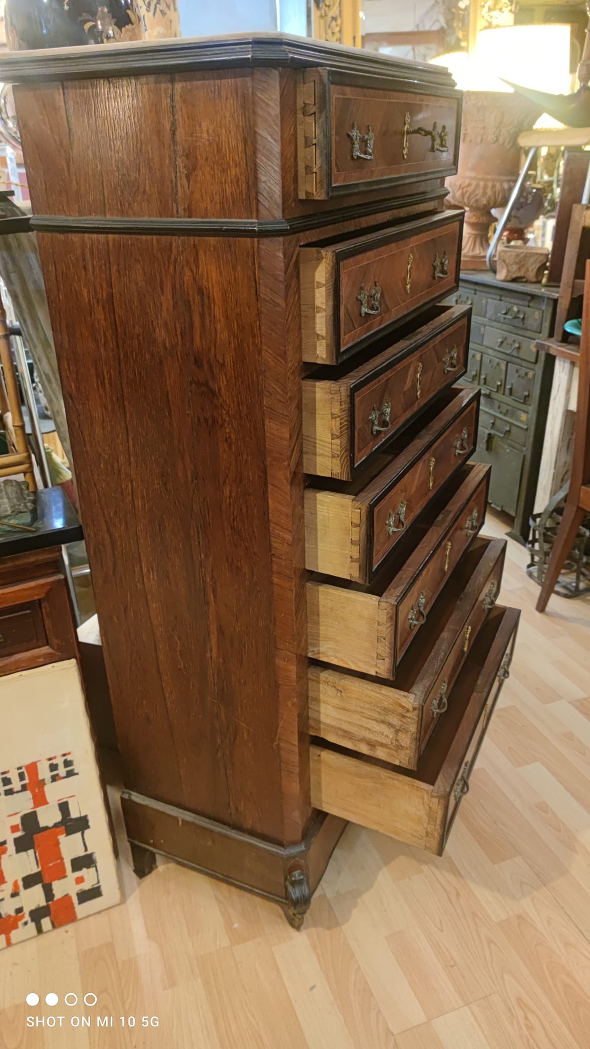 Weekly cabinet in rosewood from Rio and India and blackened pear Napoleon III