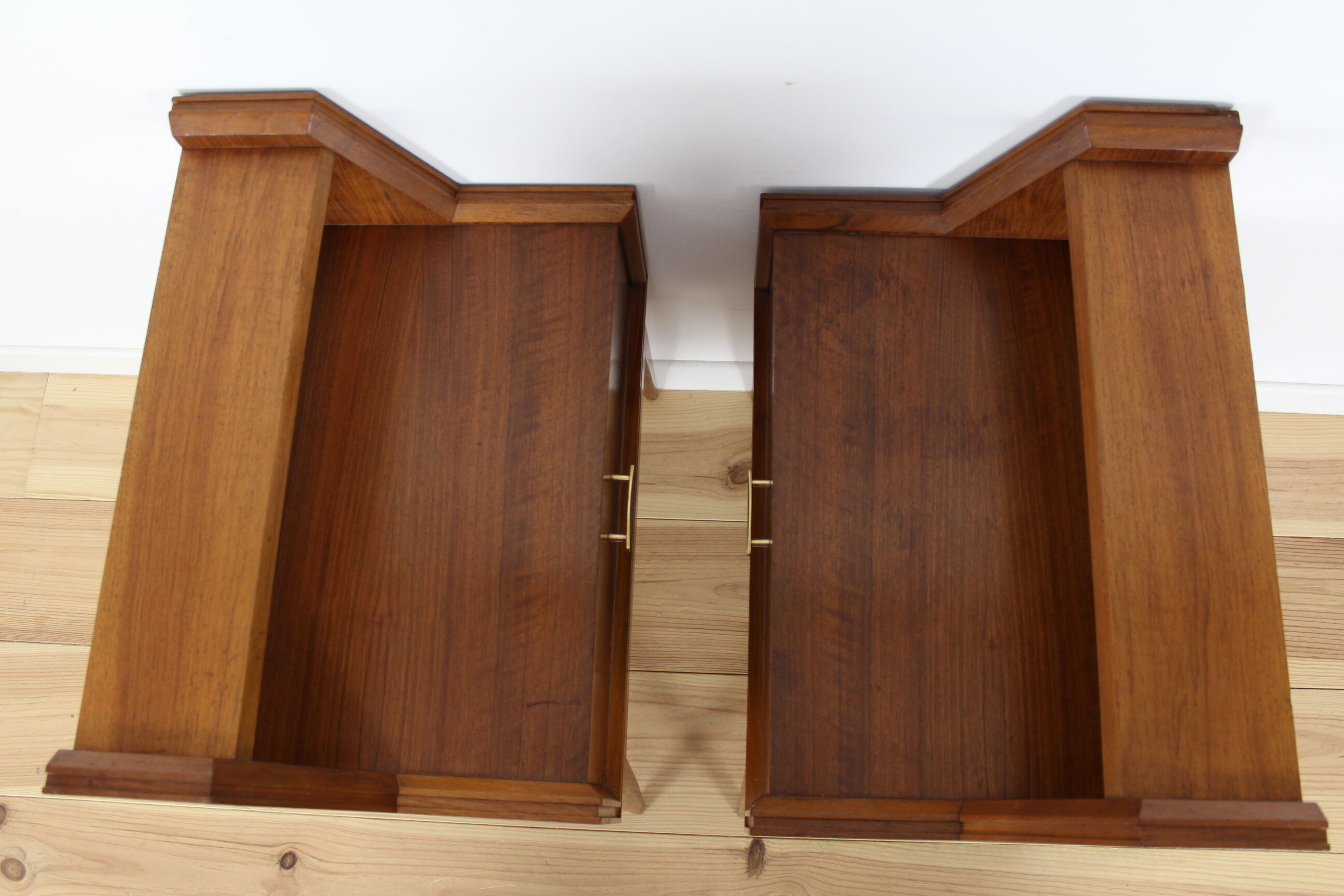 Pair of bedside tables or wooden nightstand, mid century, Scandinavian