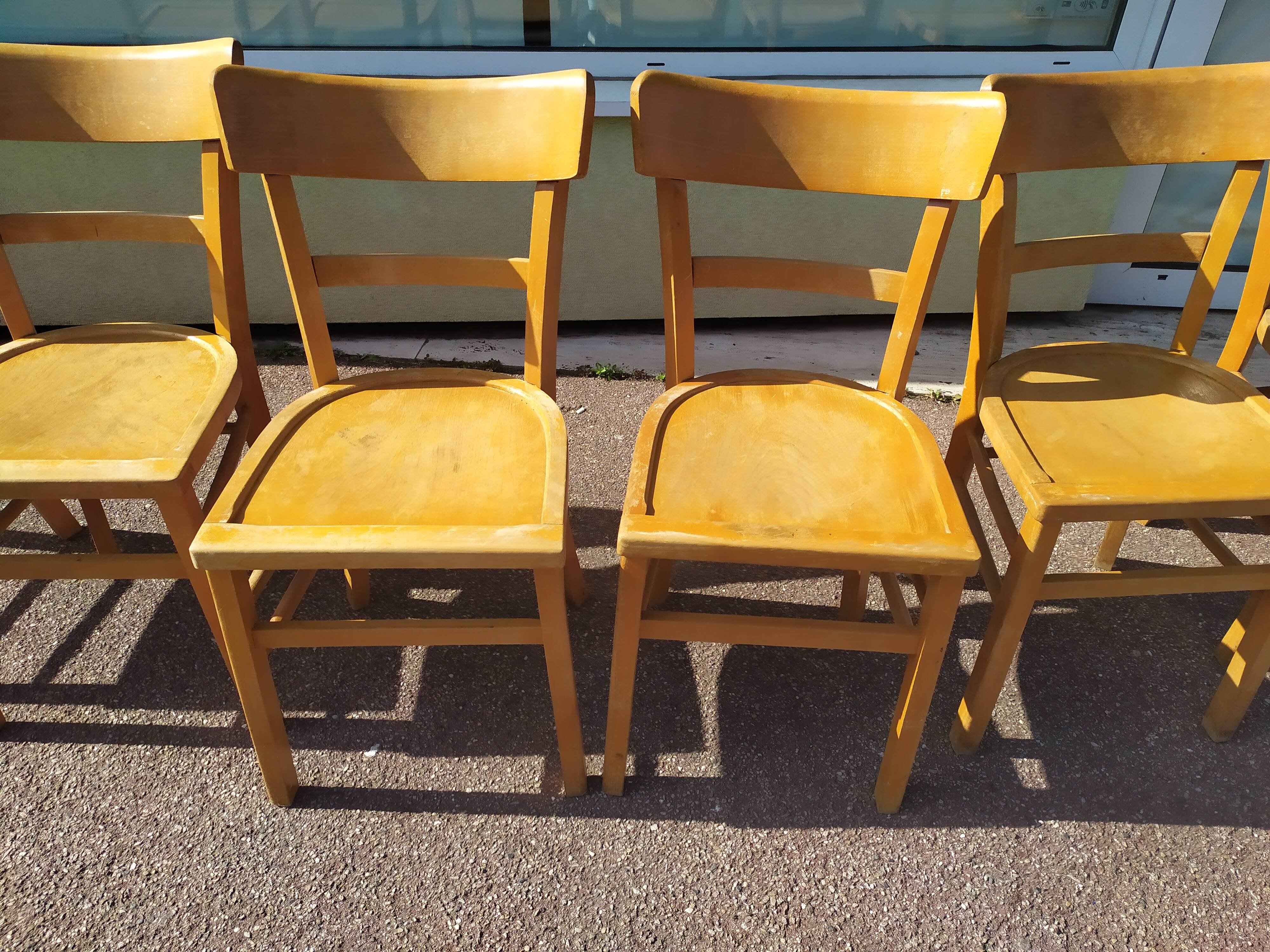 Set of 6 wooden bistro chairs 50/60s