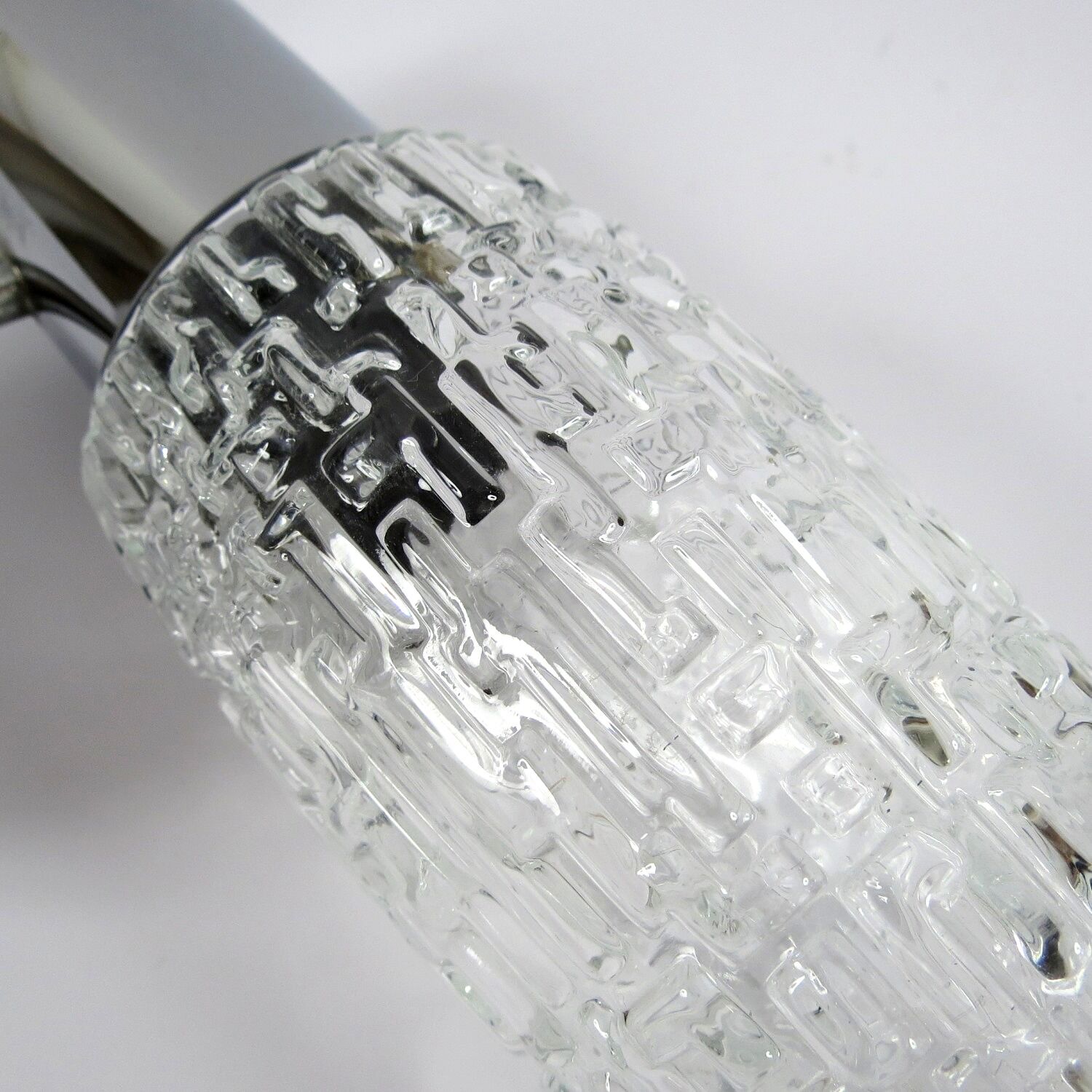 Set of two glass and chrome metal wall lamps, 1960s