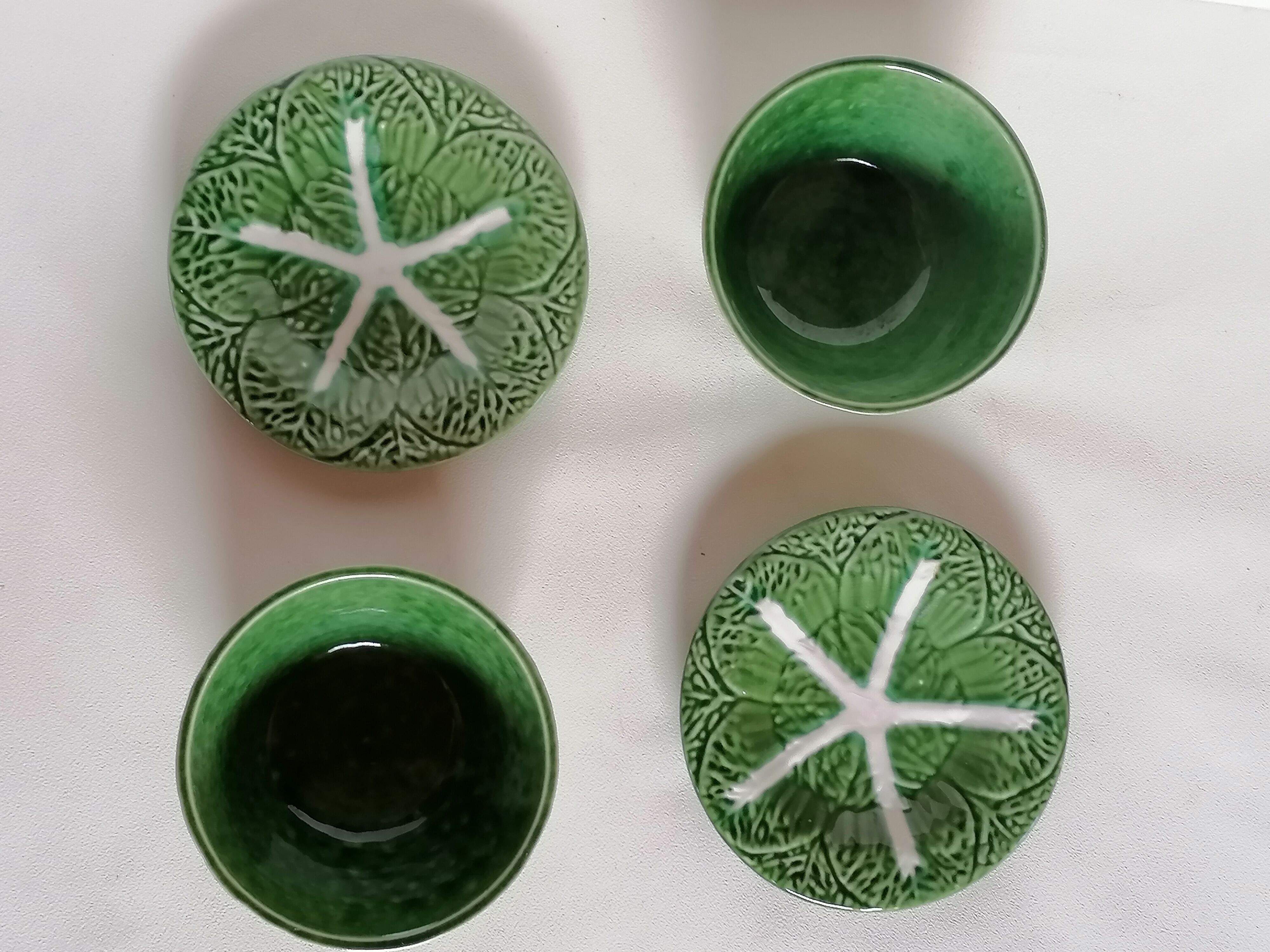Two bowls in dabbling and their plates leaves cabbage