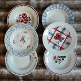 6 mismatched antique deep plates