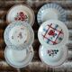 6 mismatched antique deep plates