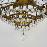 Old hot air balloon chandelier, glass tassels