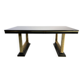 Vintage lacquer and brass dining table, 1970s