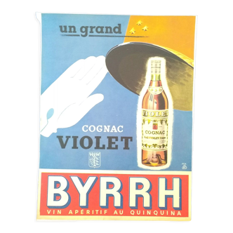 Publicité papier cognac Violet Byrrh issue d'une revue d'époque