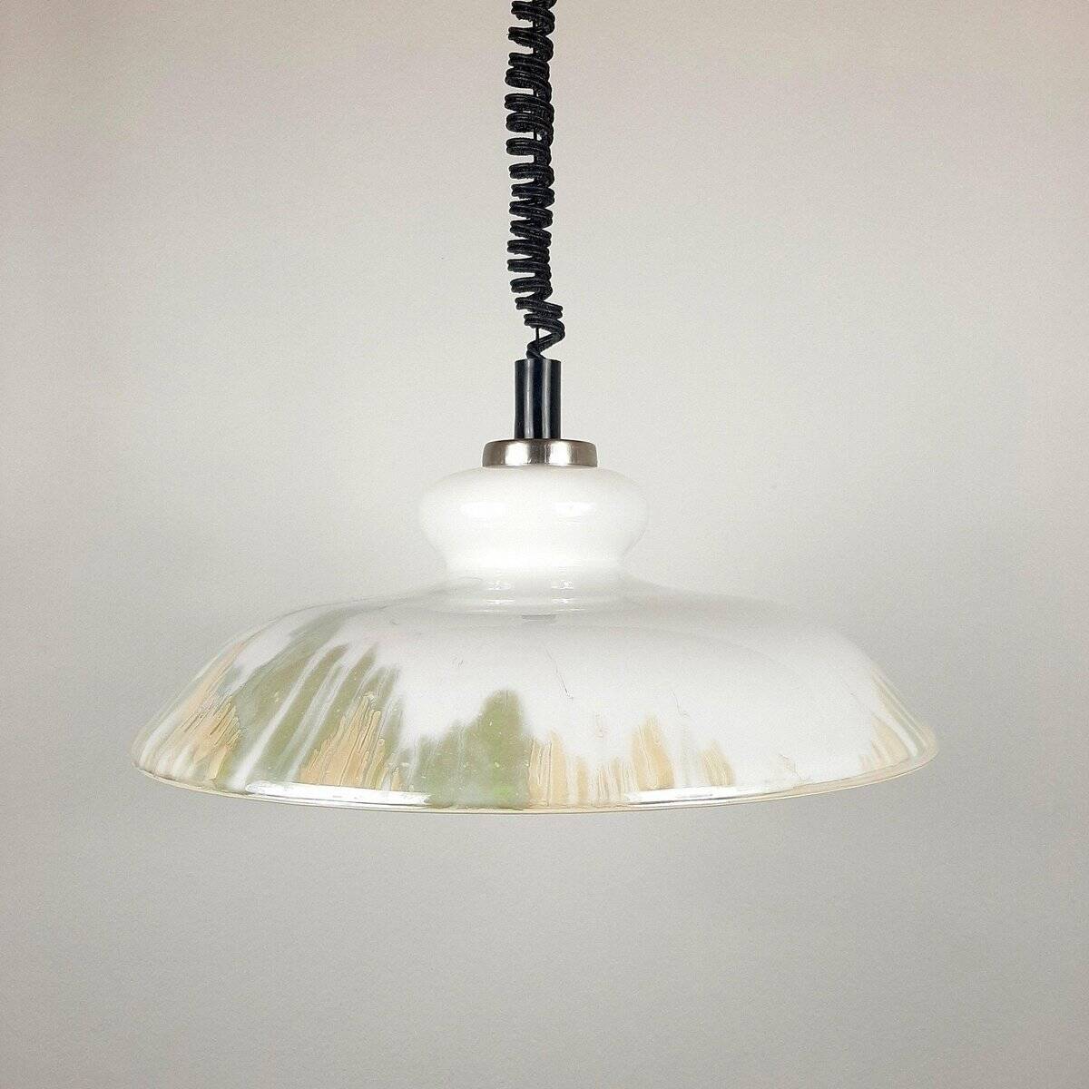 White glass pendant lamp, 1970s