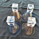 DESIGN GLASSES handcrafted in color :1 set of 2 glasses PINK AND 2 glasses BLUE