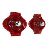Red ceramic fat lava wall lamps by Hustadt Lights, Germany, 1970s, set of 2