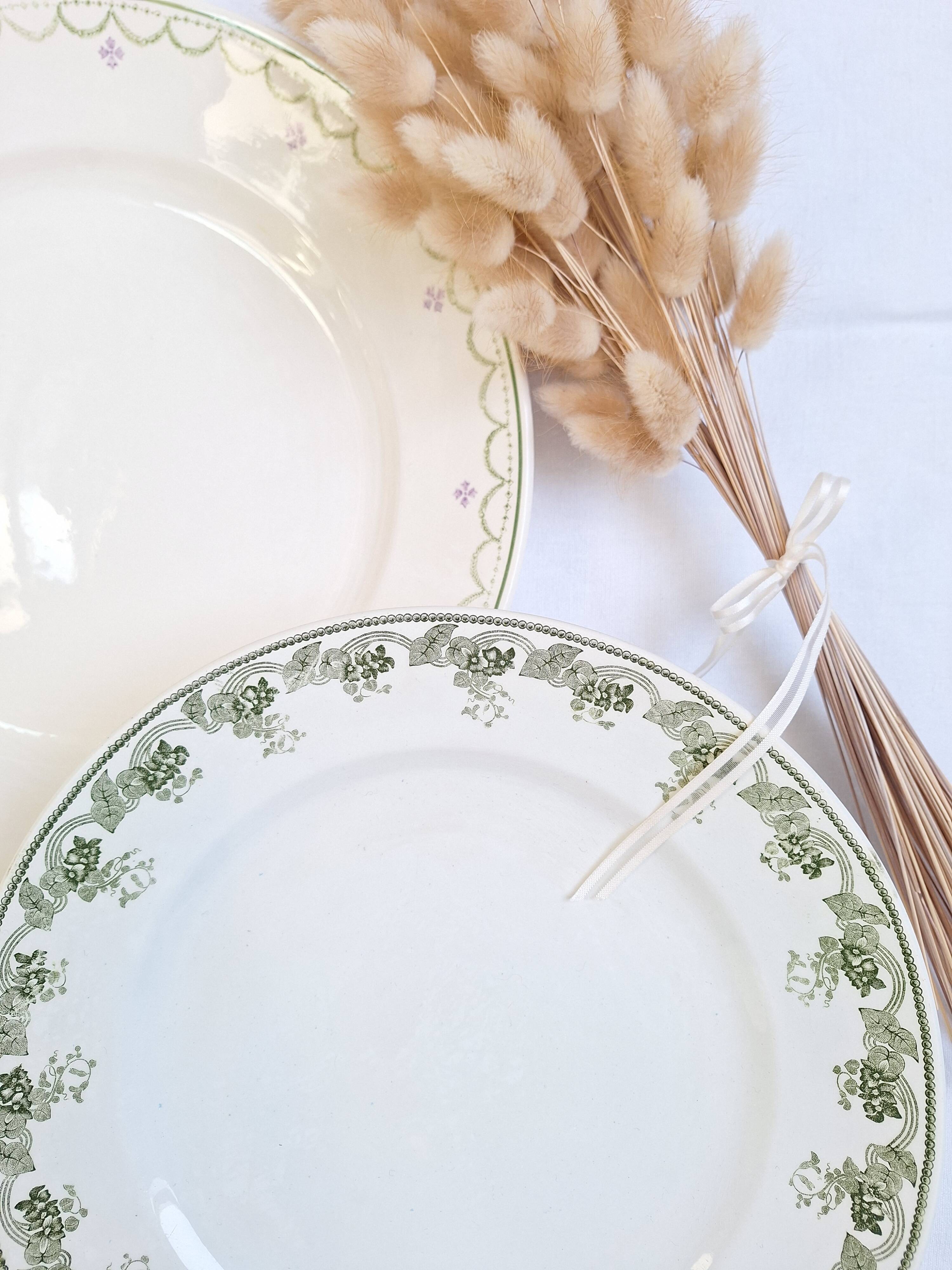 Longwy and Moulin des Loups Violetta round green platter
