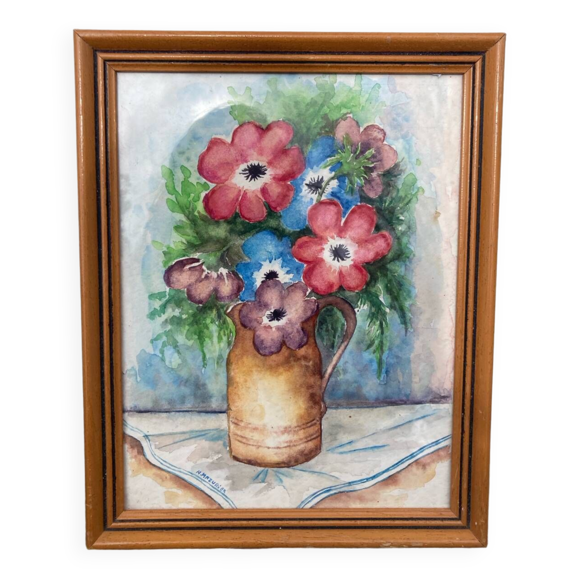 Nature morte bouquet aquarelle sur papier