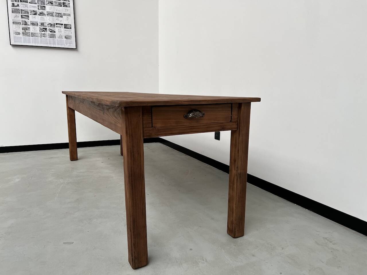 Table de ferme en pin 223 cm, années 70