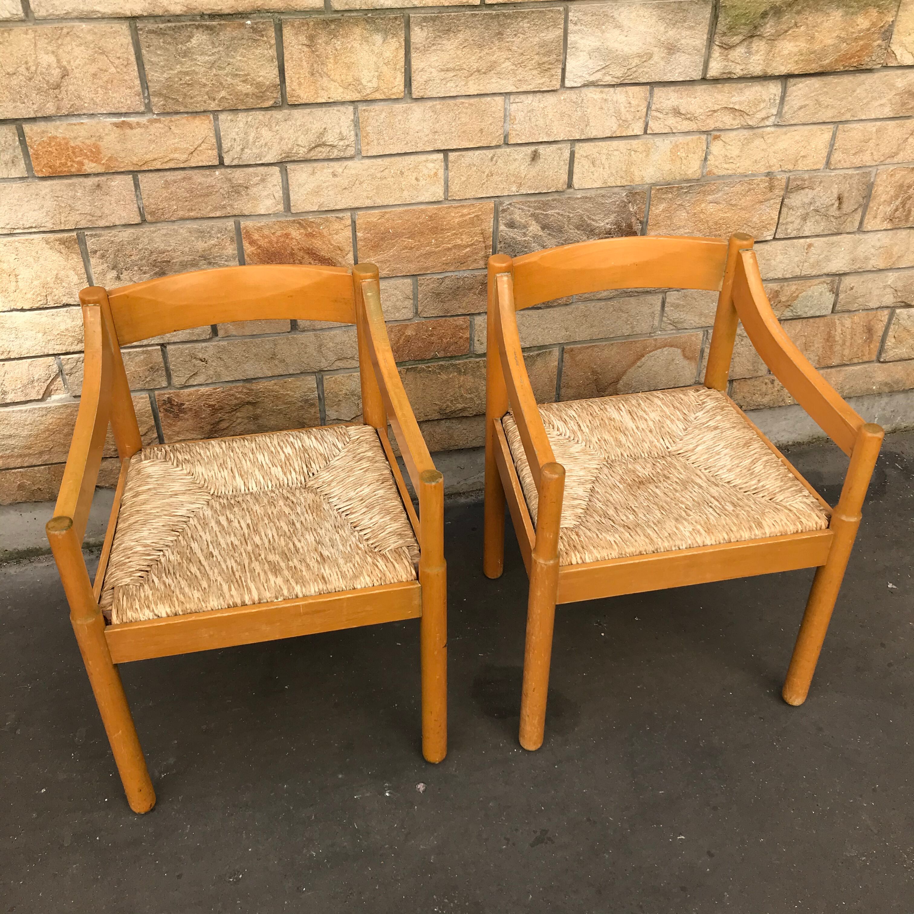 Pair of armchairs Carimate, Vico Magistretti, Cassina 1960