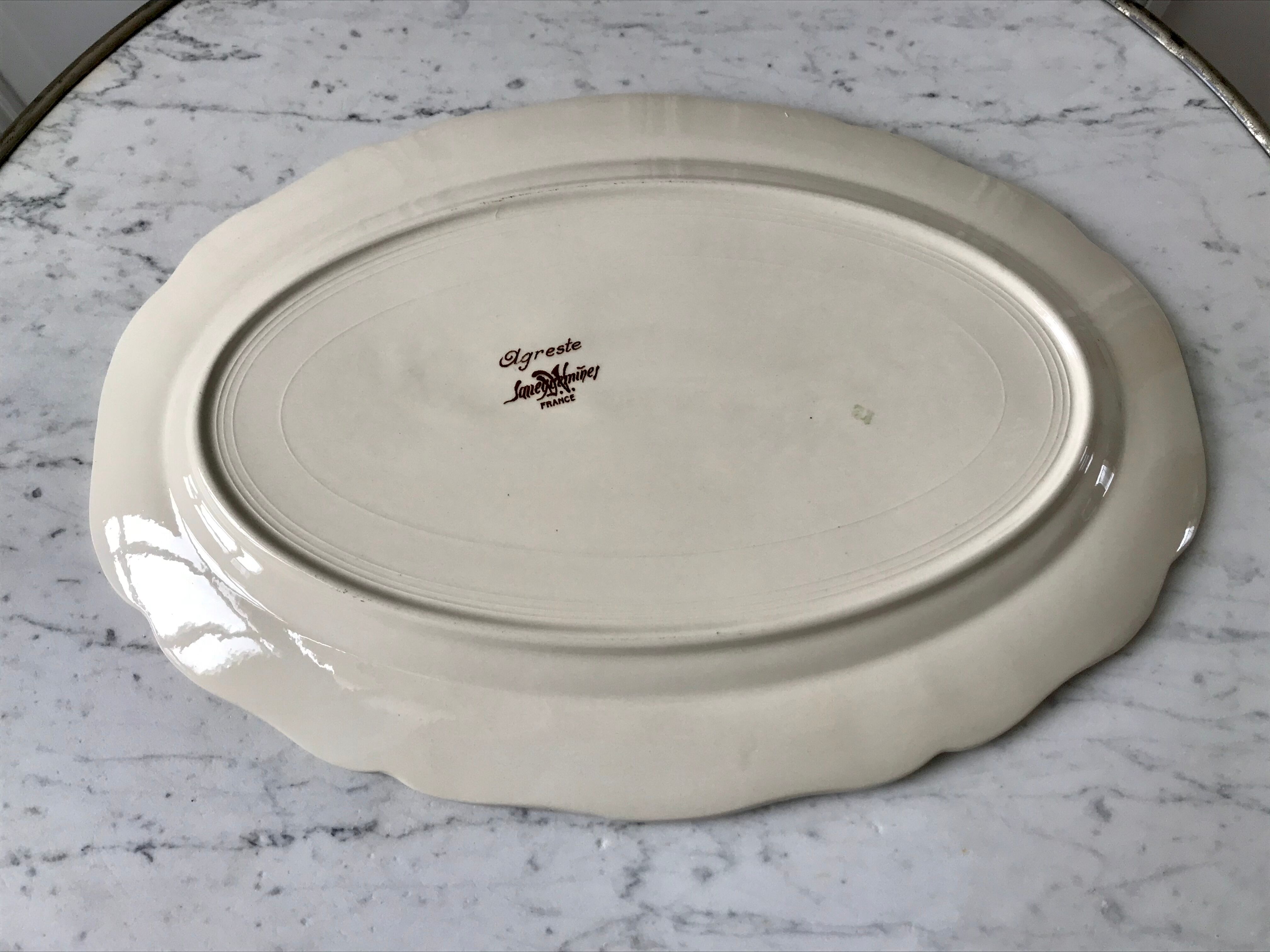 Dish oval Digoin Sarreguemines model Agreste 50s
