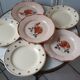 Set of 6 flat plates mismatched Digoin Sarreguemines