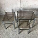 Glass and metal pull out tables