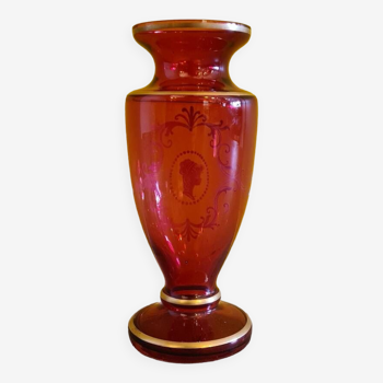 Mary Gregory Style Ruby ​​Red Vase, 2nd Half Of The 20th Century