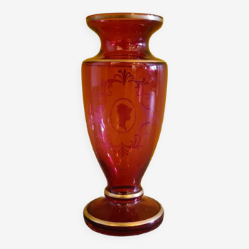 Vase Rouge Rubis De Style Mary Gregory, 2ème Moitié Du 20ème Siècle