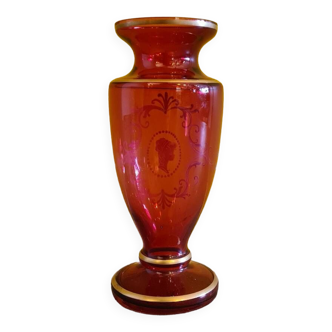 Mary Gregory Style Ruby ​​Red Vase, 2nd Half Of The 20th Century